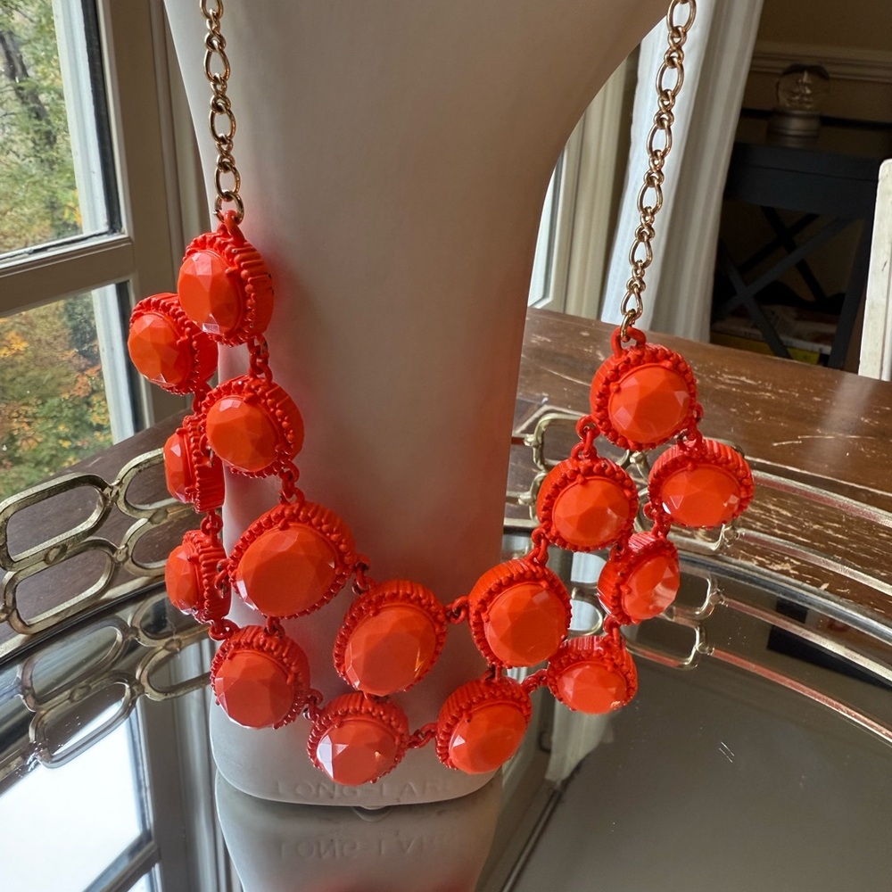 Kate Spade gorgeous orange gem necklace w/gold chain